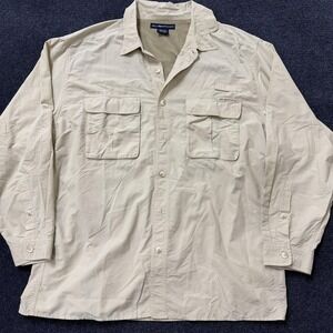 ExOfficio Shirt Mens 2XL Beige Mesh Lined Long Sleeve Travel Outdoor Fishing